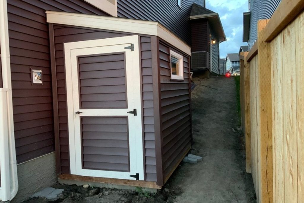 Dark Red Backyard Shed In AB